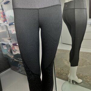 Lululemon Motivate Crop Legging Womens Heather Speckled Black and Gray SZ 6